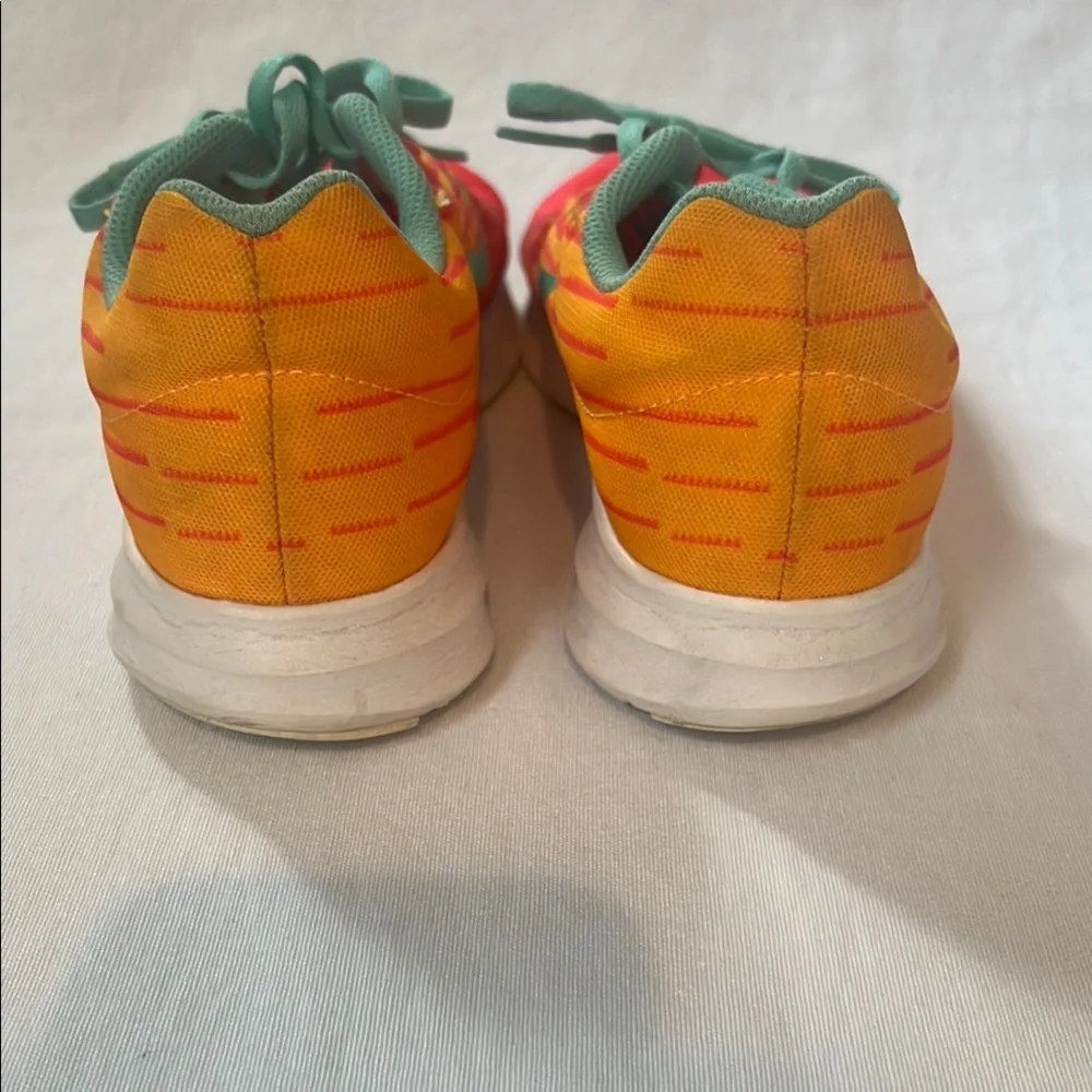 Nike Downshifter 8 Red and Orange Sneakers with Teal Laces - Picture 3 of 6